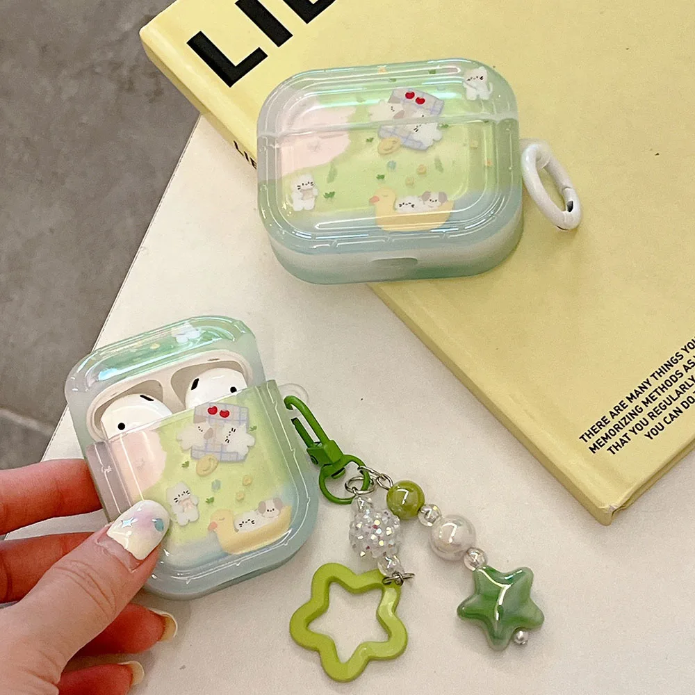 Cute Clear Grass Dog Flower Capa for Airpods