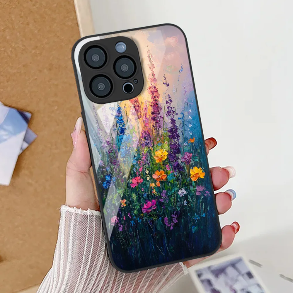 Retro Flower Oil Painting Phone Case For iPhone