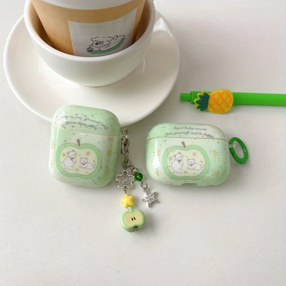 Cute Green Apple Cat Case