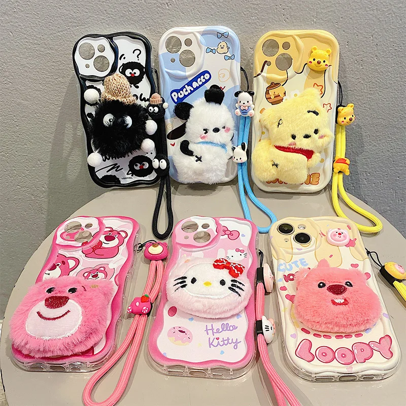 3D Cartoon Kitty Bear Fur Case For Samsung - Image 2