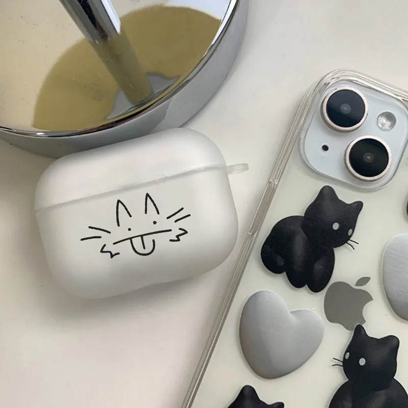 Funny Black Cat Clear Earphone Case For AirPods