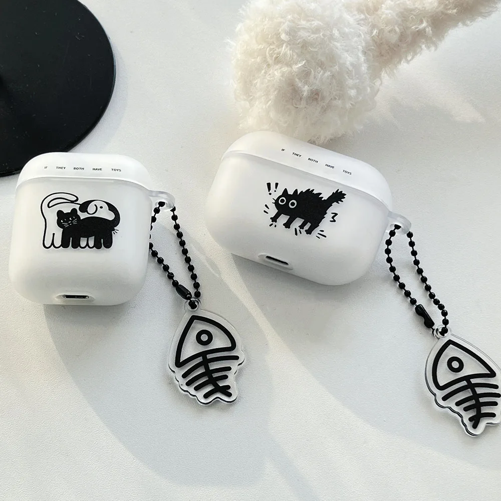 Soft Black Cartoon Earphone Case For Airpods