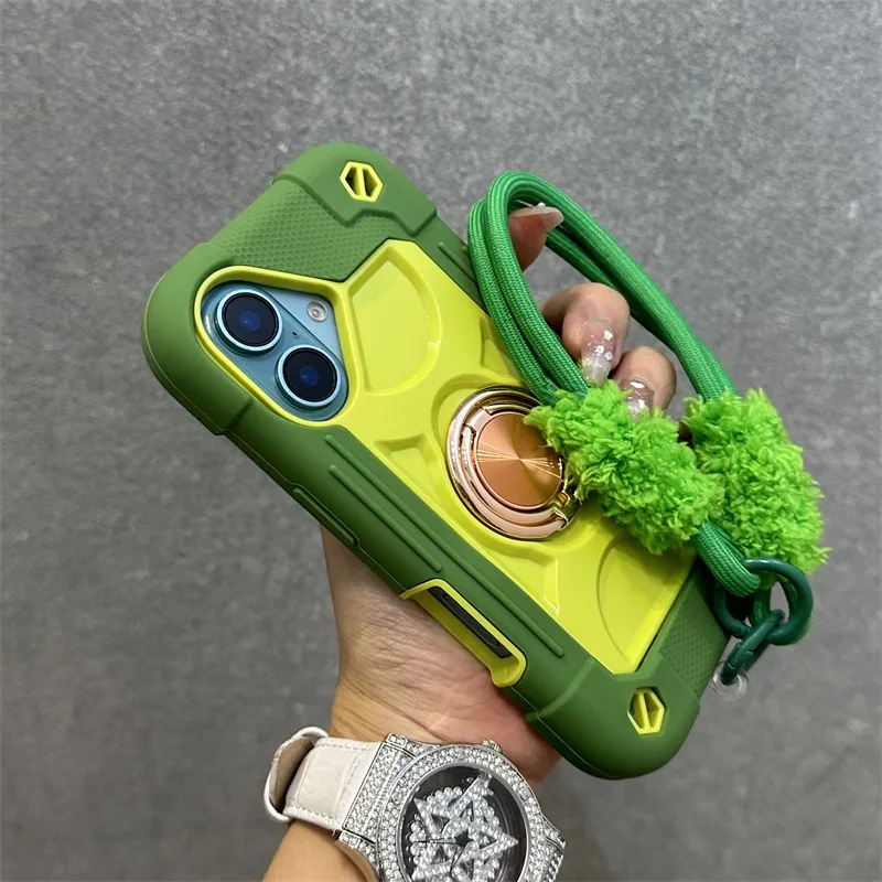 Luxury Heavy Duty Ring Holder Lanyard Case for iPhone