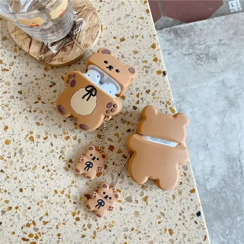 Cute Bear Earbuds Case For AirPods With Keychain