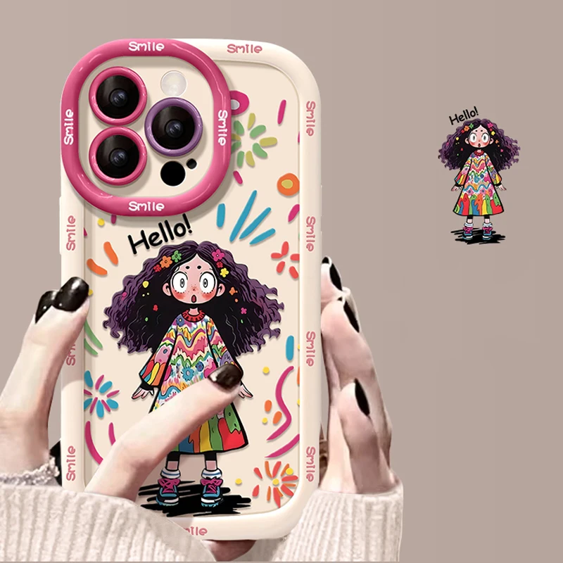 Fashion Curly Hair Girl Case For iPhone