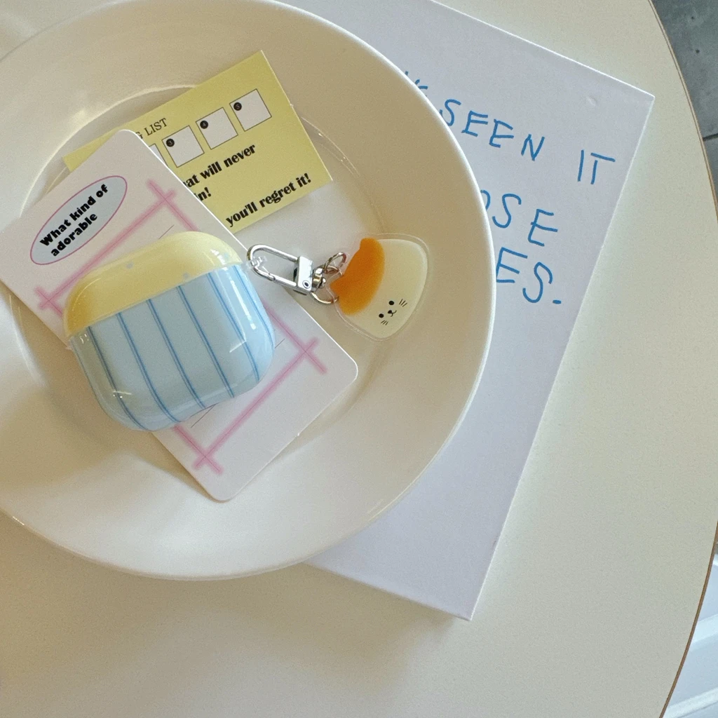 Fresh Blue Stripe Case With Pendant