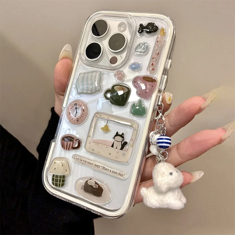 Cute Illustration Transparent Phone Case For iPhone
