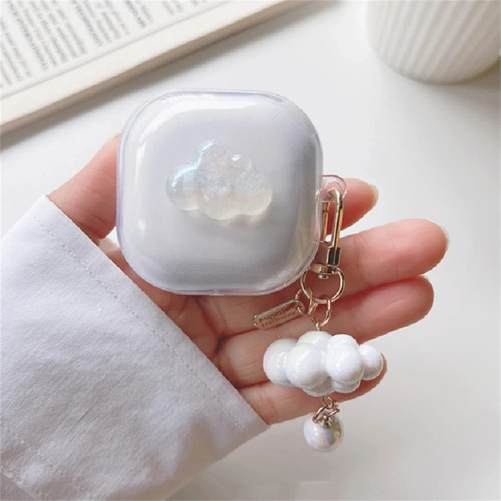Cute 3D White Cloud Clear Earbuds Case For Samsung