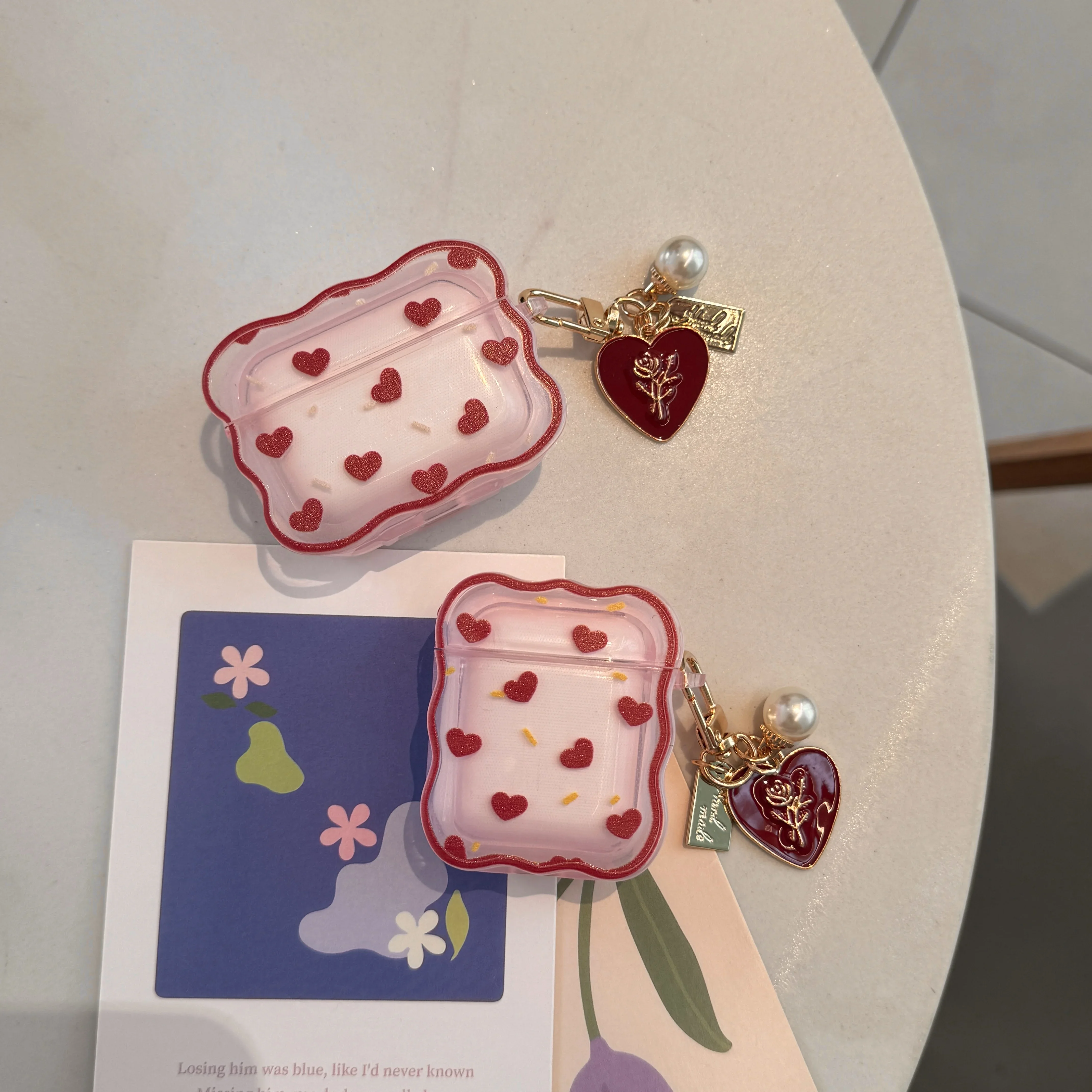 INS Wave Red Love Transparent Case For Airpods