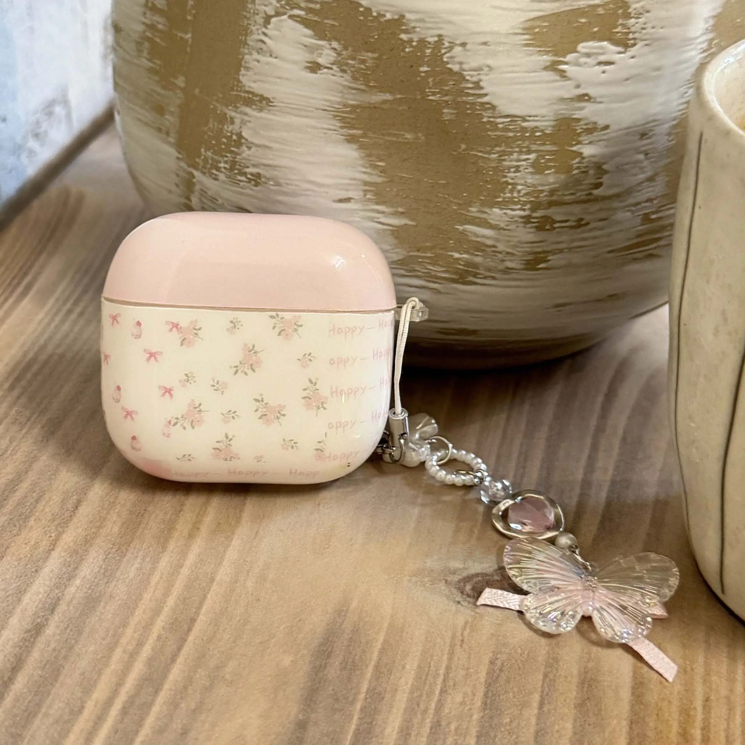 Cartoon Pink Flower Bow Headset Charging Box