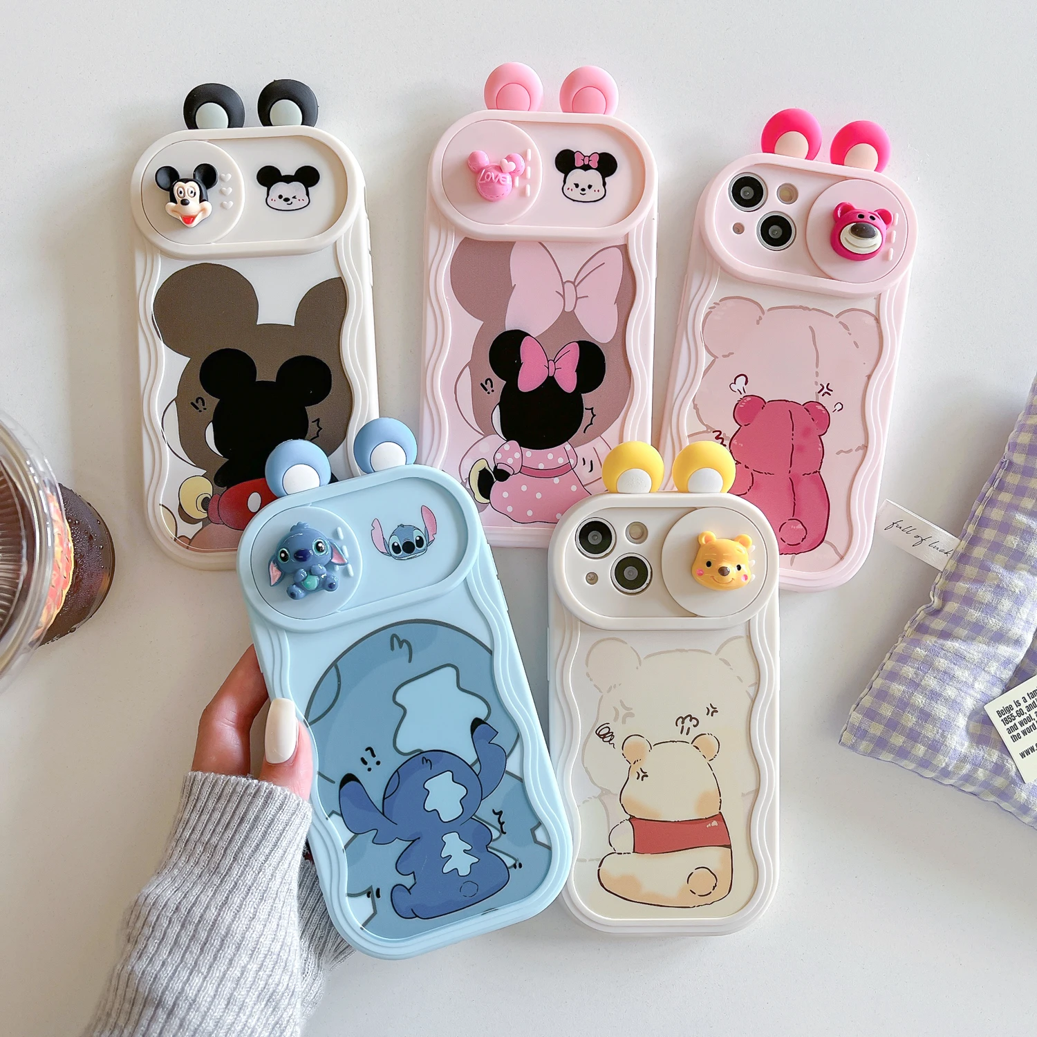 3D Ears Stitch Sliding Camera Case for iPhone