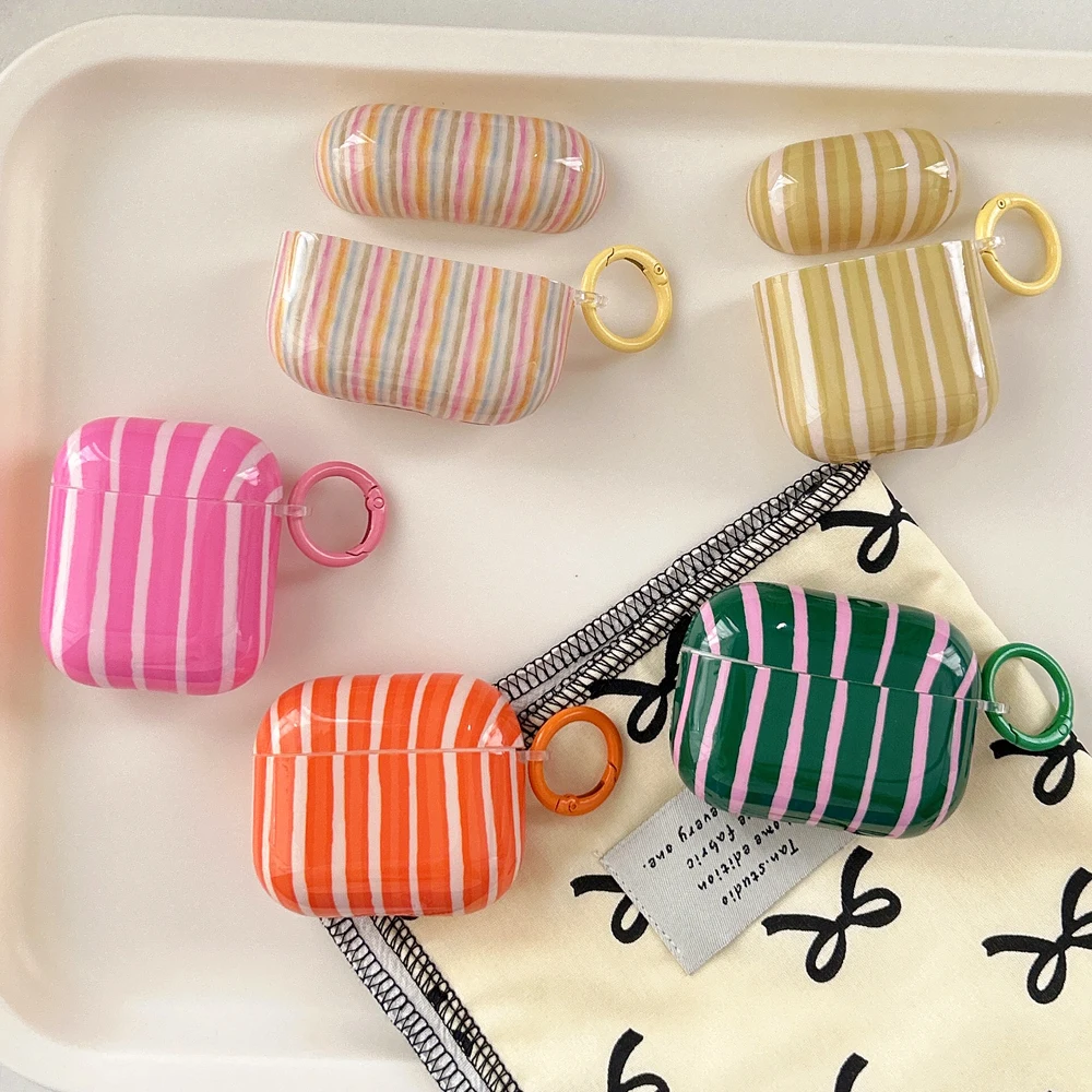 Color Collision Stripes Glossy Earpods Case for Airpod