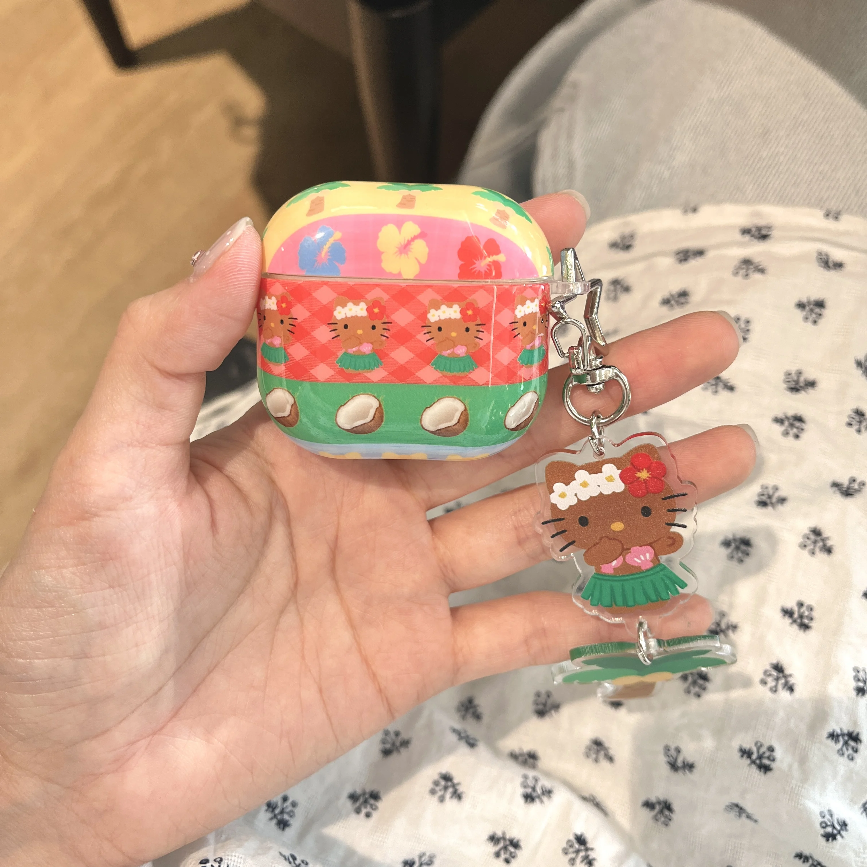 Cute Brown Kitty Earphone Case For Airpods With Pendant