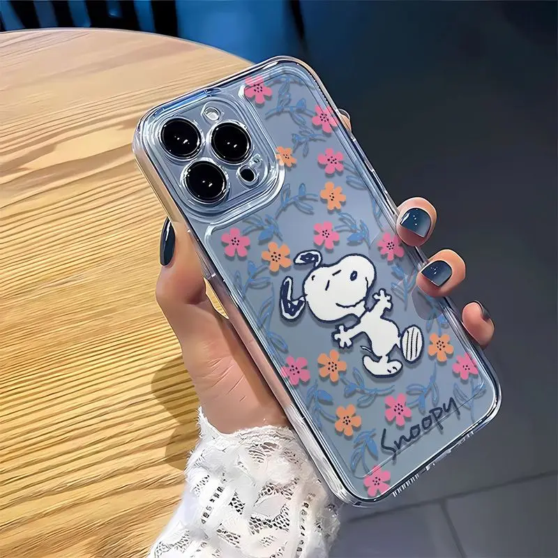 Cute Creative Black Flower Snoopy Phone Case