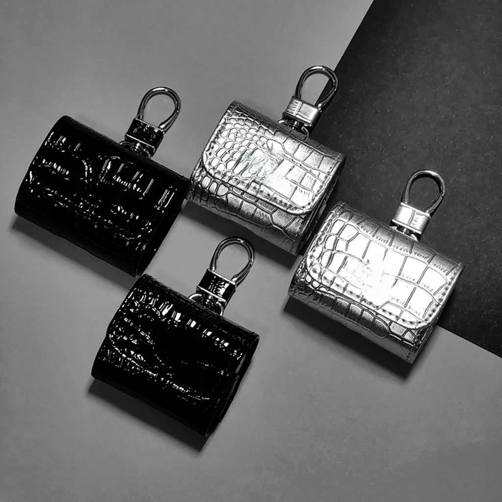 Simple Solid Color Crocodile Skin Earphone Case