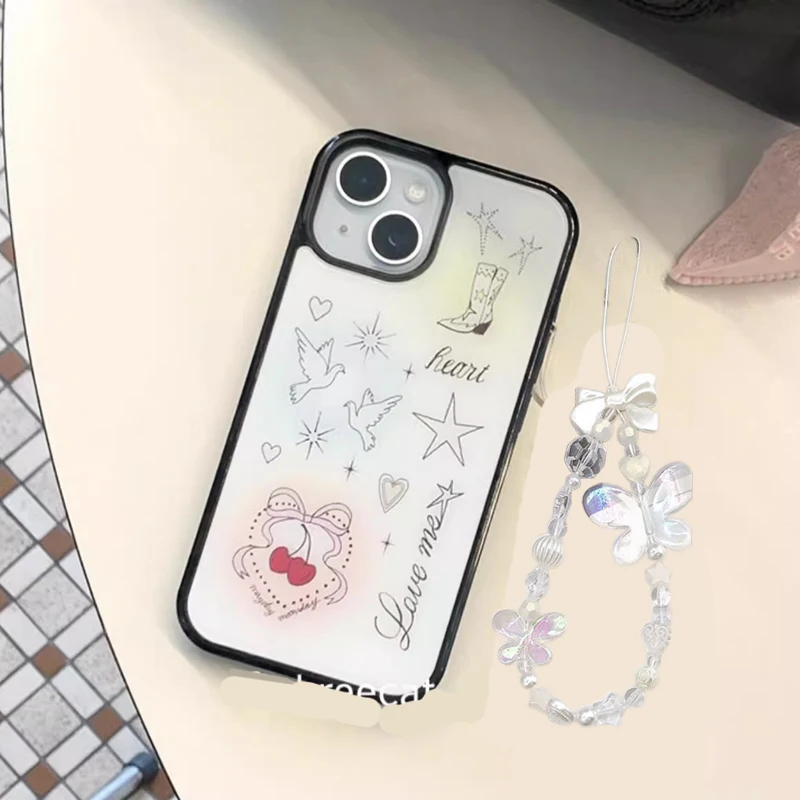 Ins Girl Star Pigeon Bow Phone Case For iPhone
