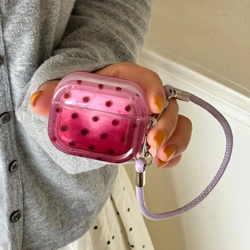 Raspberry Chic Pink Polka Dot Earphone Case for AirPods