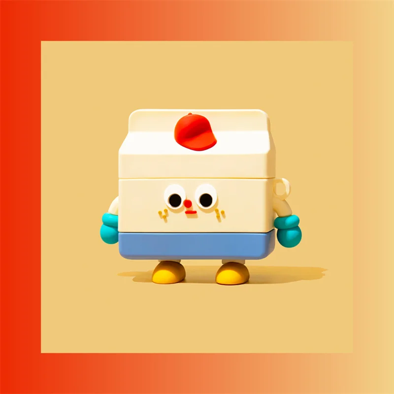 3D Milk Box Wireless Charging Case For Airpods