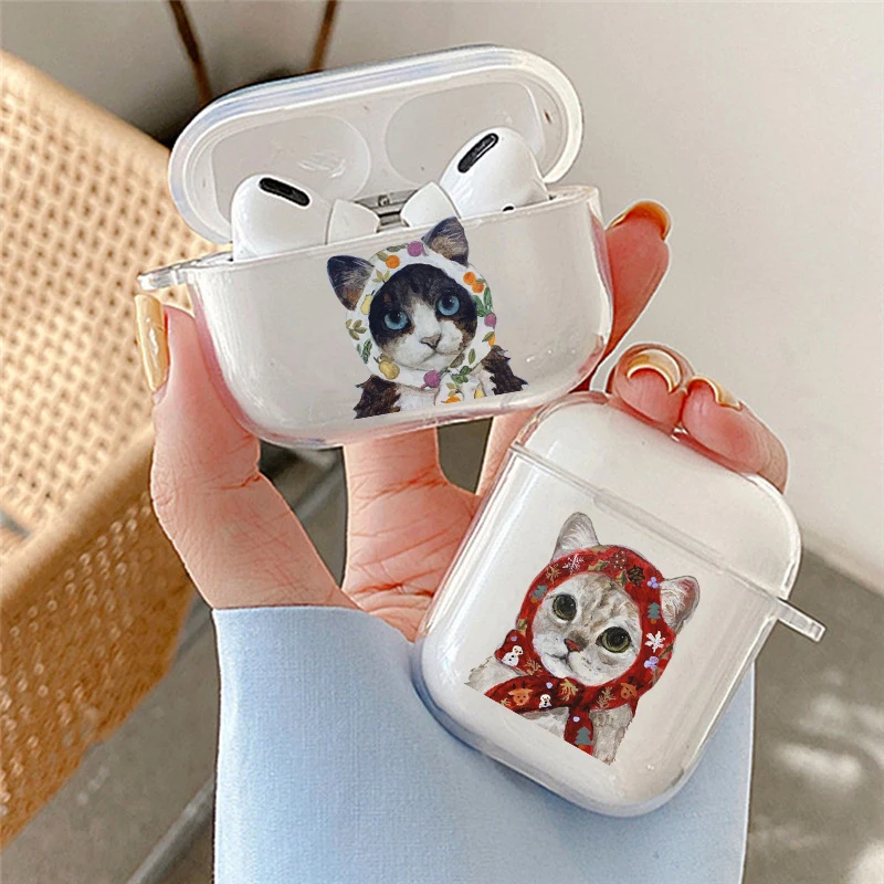 Cartoon Oil Painting Cat Earphone Case for Airpods