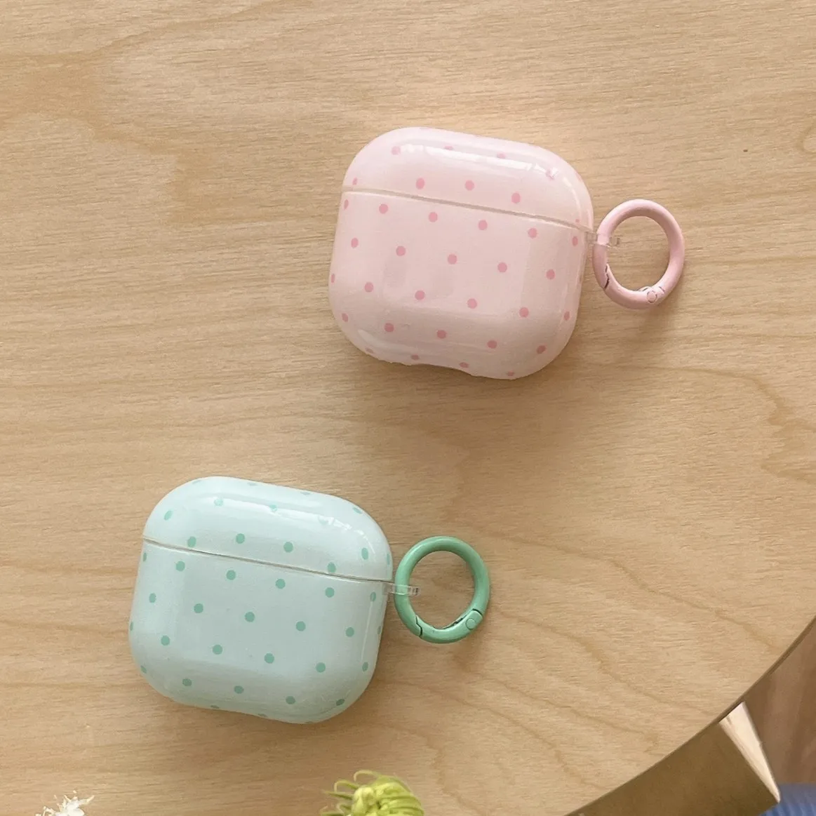 Green Polka Dot Bow + Ring Case for Airpods