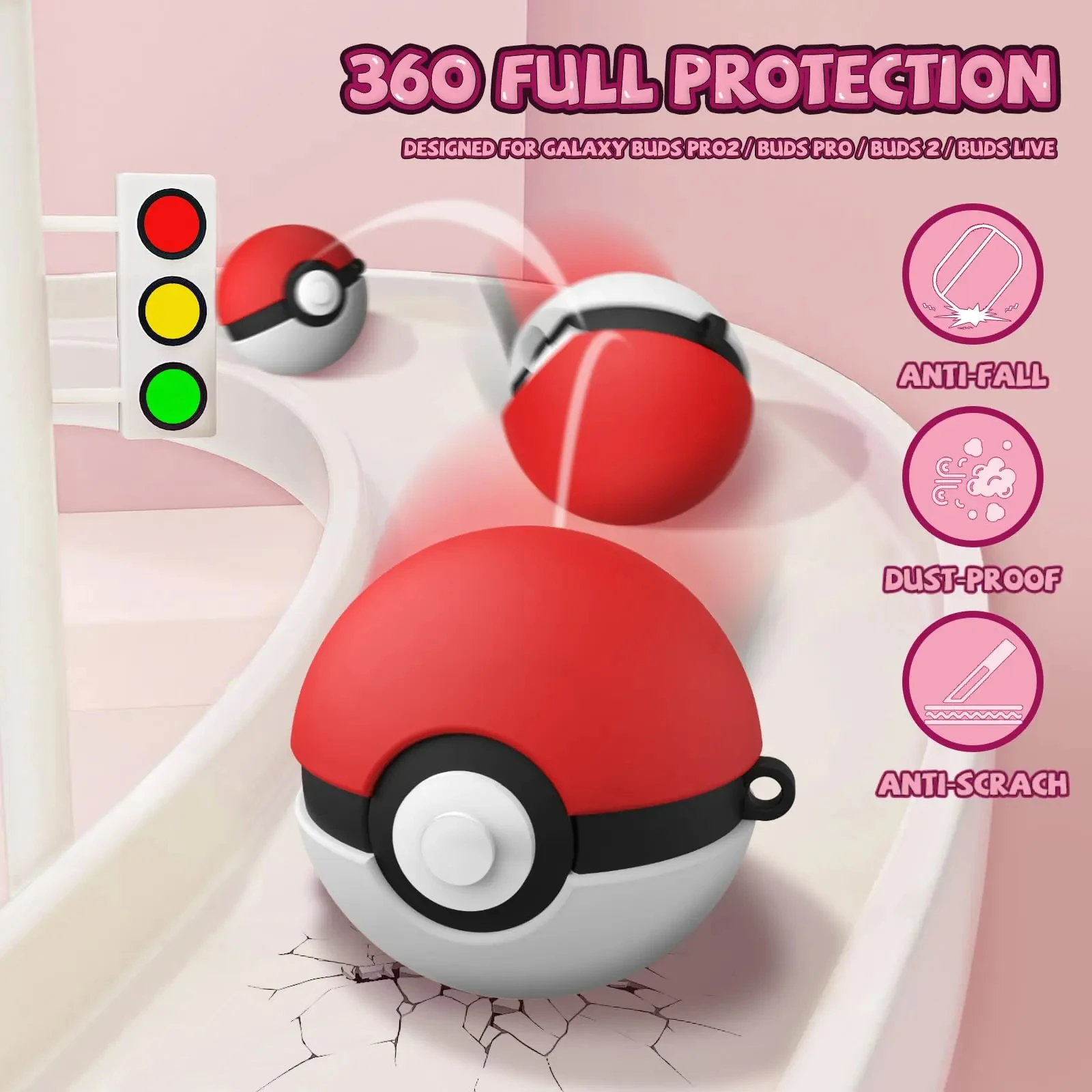 Cute 360 Silicone Pokemon Case for Samsung Buds