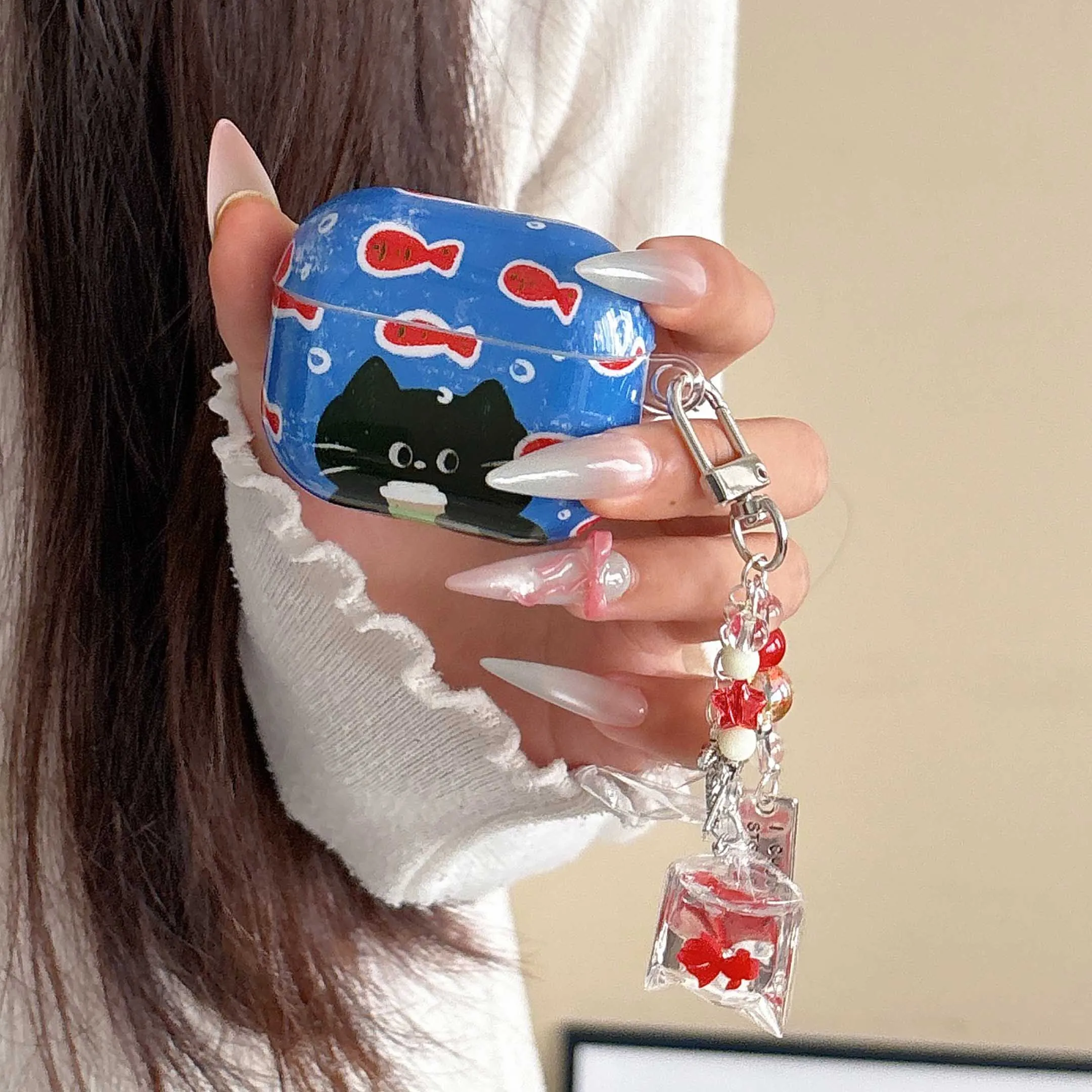 Cute Black Cat Pendant Earphone Case for Airpods