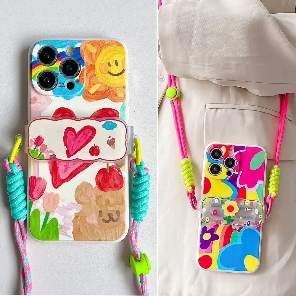 Love Heart Back Bracket Cord Phone Case