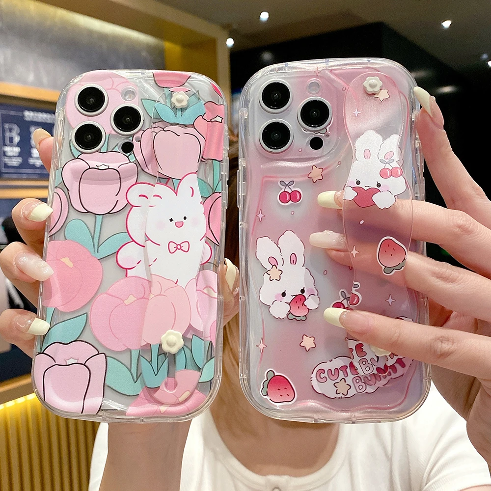 Rabbit Soft TPU Wrist Strap Case for I Phone