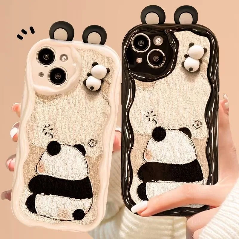 Cartoon Funny Panda Ear Wave Soft Phone Case