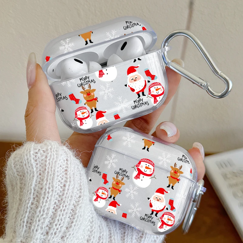 Merry Christmas Elk Pattern Headphone Case for Airpods