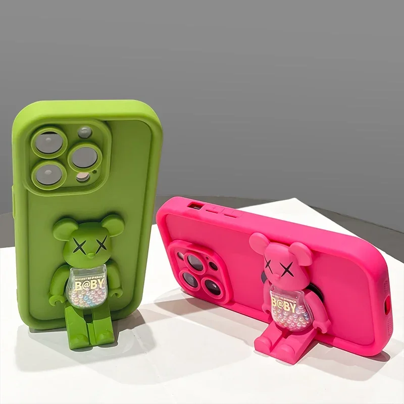 Cute TPU 3D Bear Bracket Phone Case for iPhone