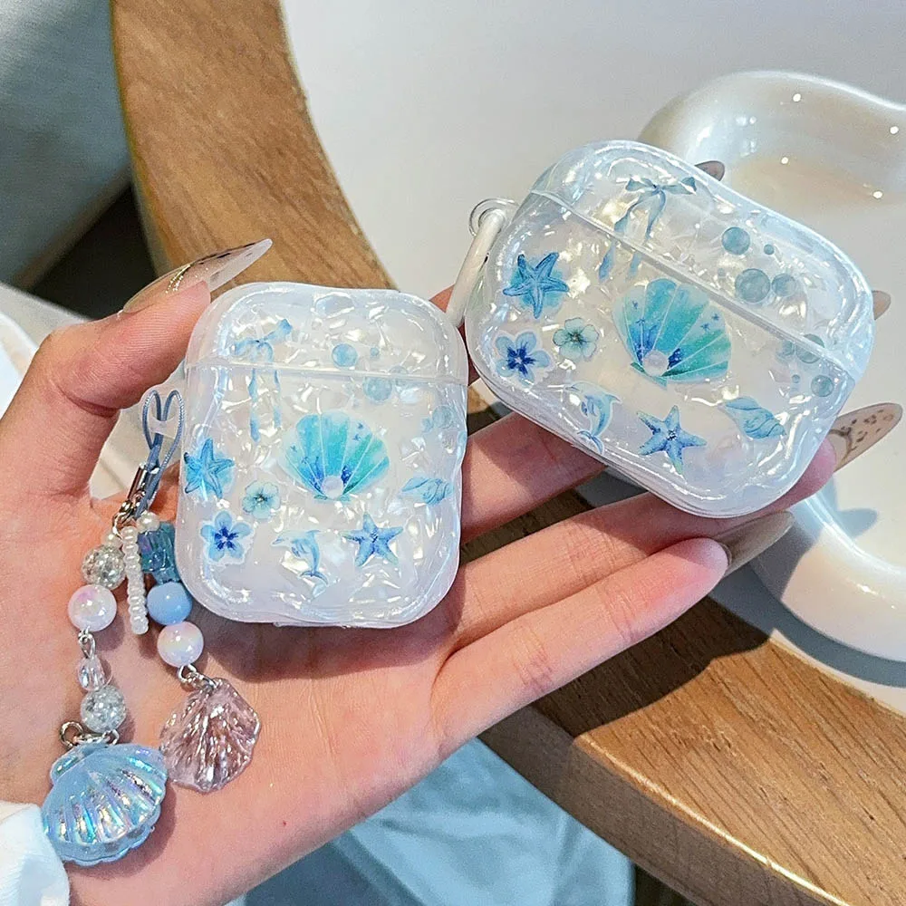 Blue Shell Flower Dolphin Case for AirPods