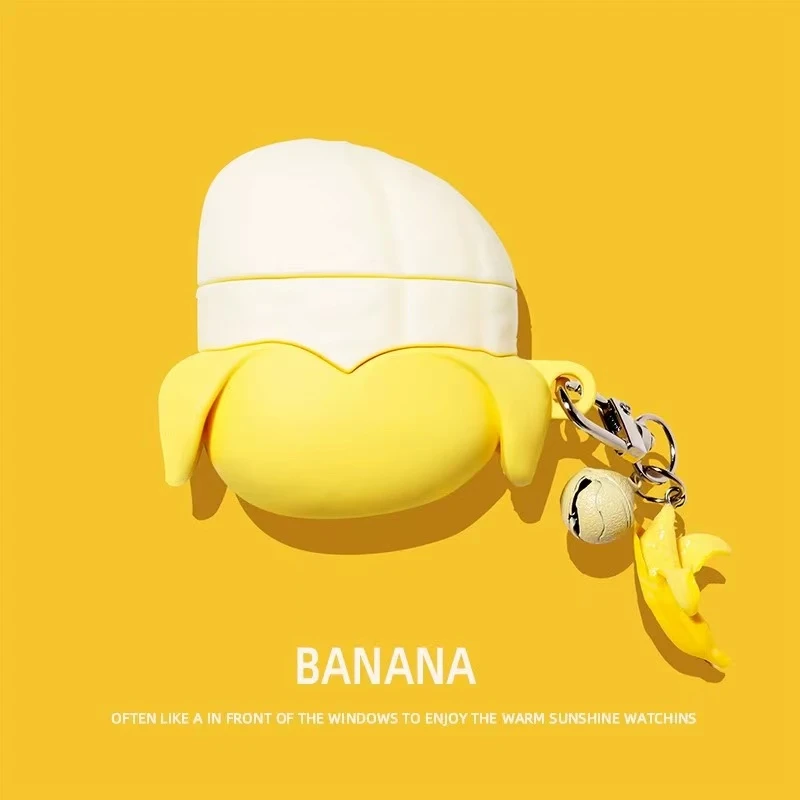 3D Banana Simulate Silicone Protective Earphone Case