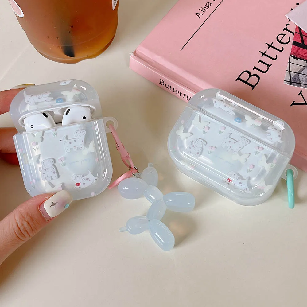 Cute Clear Grass Dog Flower Capa for Airpods - Image 5