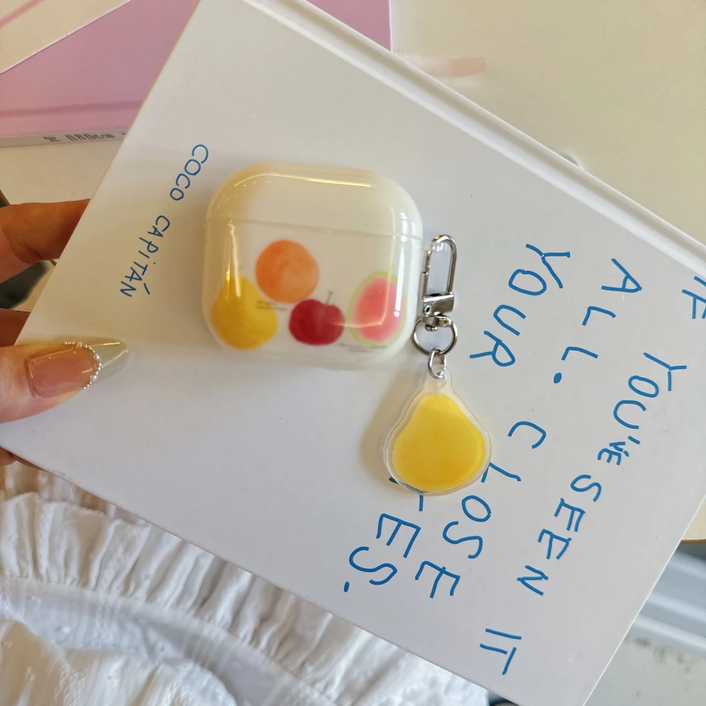 Fresh Fruit Illustration Earphone Case With Pendant