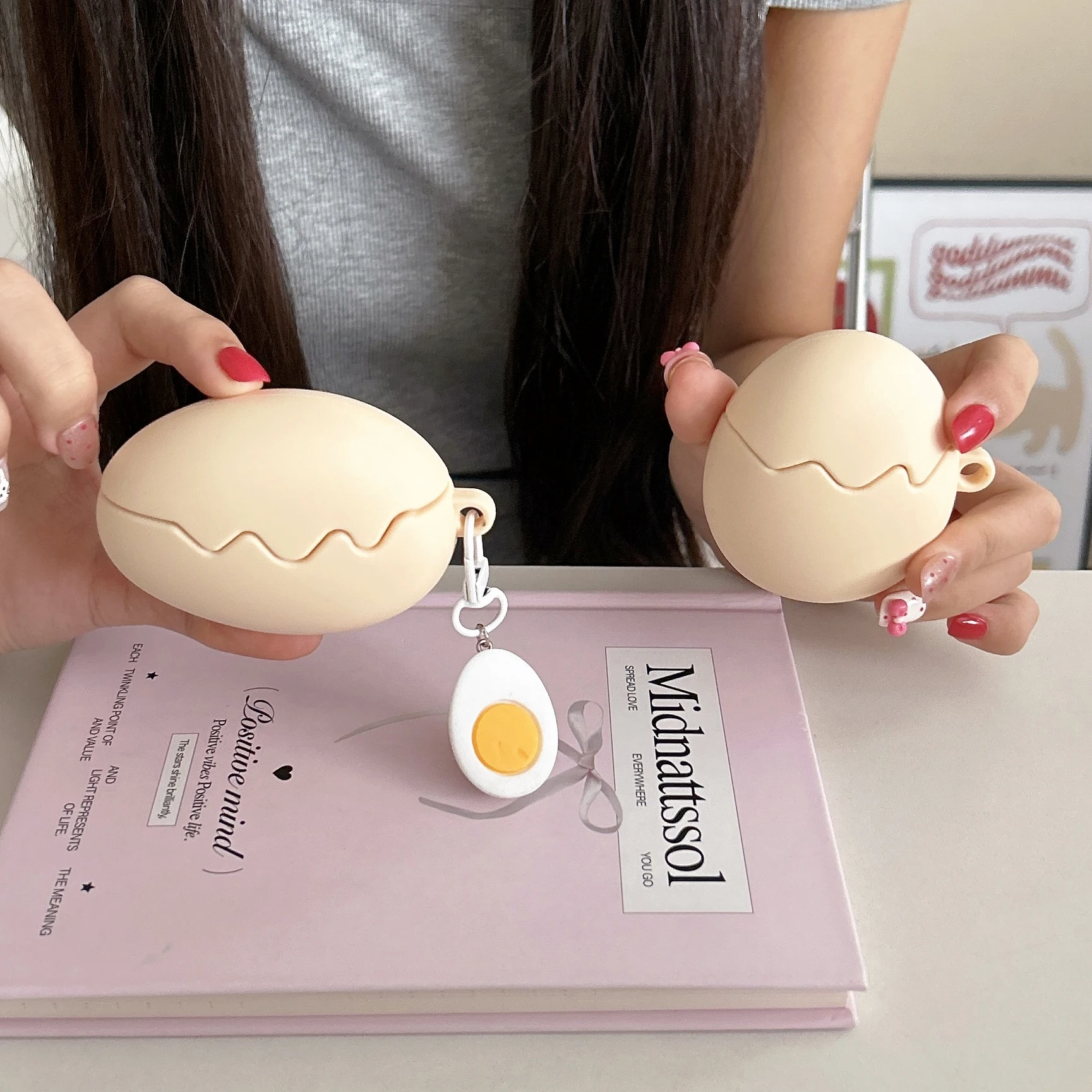 Fun Boiled Egg Shaped Protective Case with Pendant
