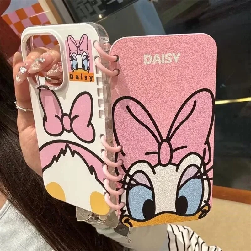 Cute Daisy Duck Micky Minnie Flip Notebook Phone Case