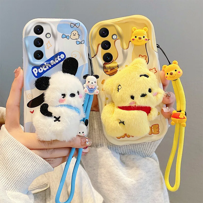 3D Cartoon Kitty Bear Fur Case For Samsung