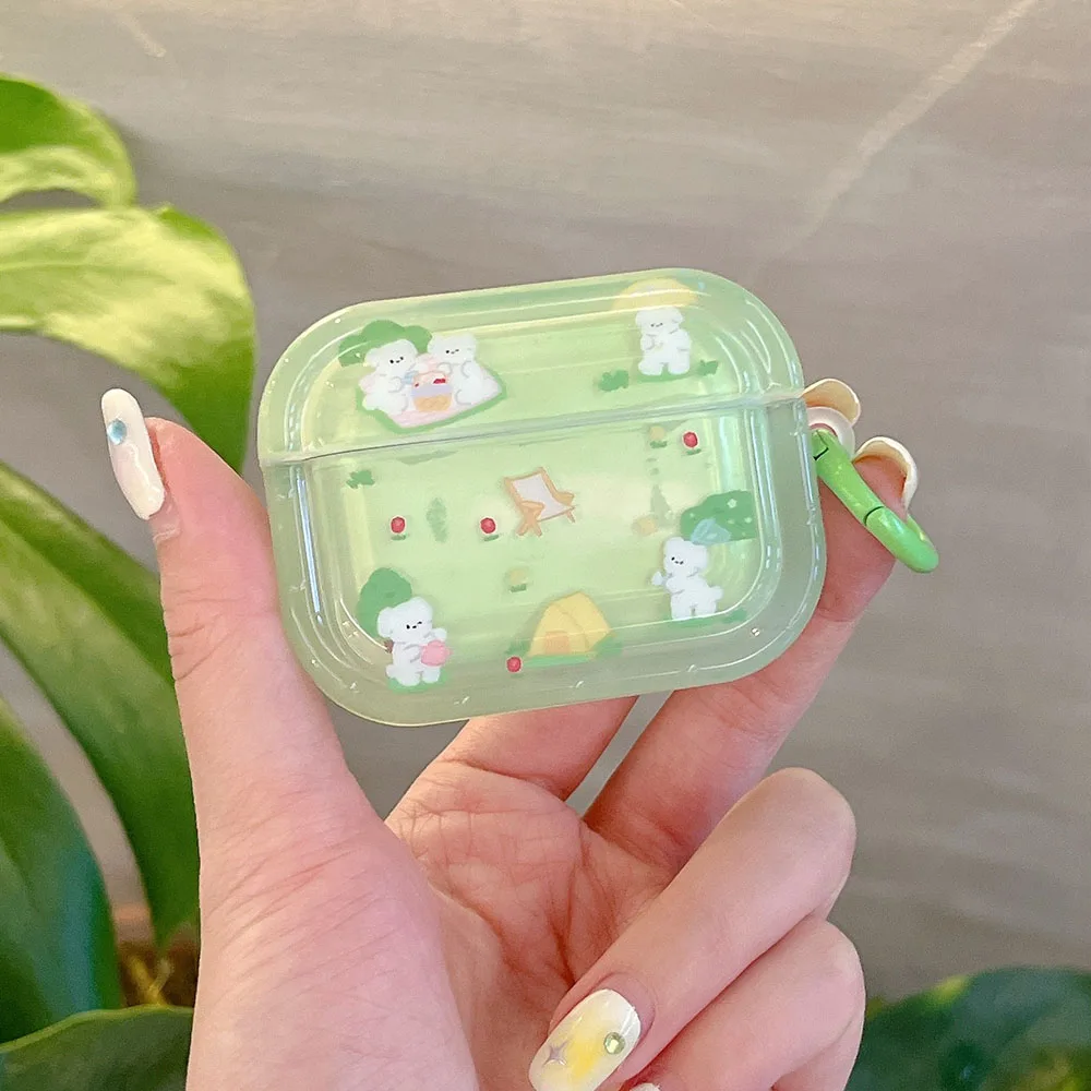 Cute Clear Grass Dog Flower Capa for Airpods - Image 4