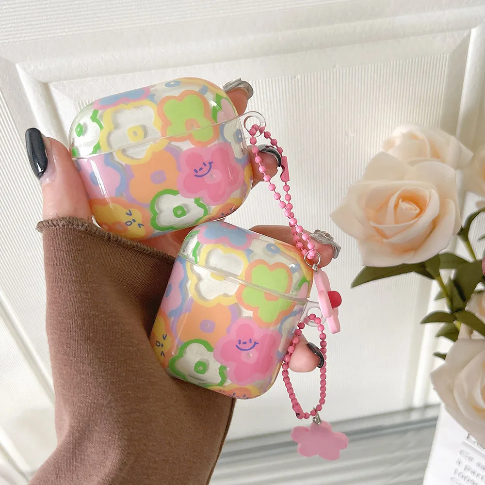 Colorful Flower Smiley Painting Cover for AirPods