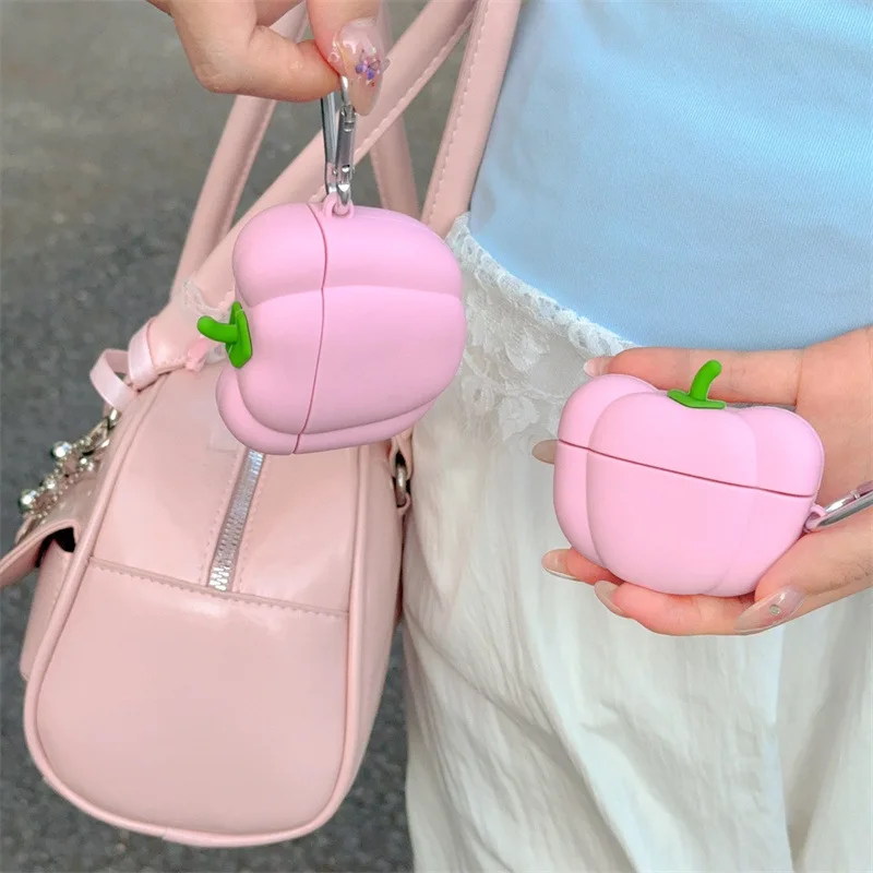 Silicone Cute Pink Peppers Earphone Case for Airpods
