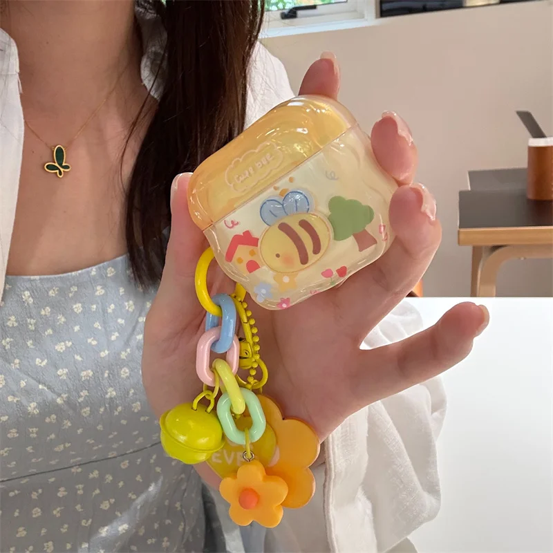 Cute Bee Ornaments Headphone Case For Airpods
