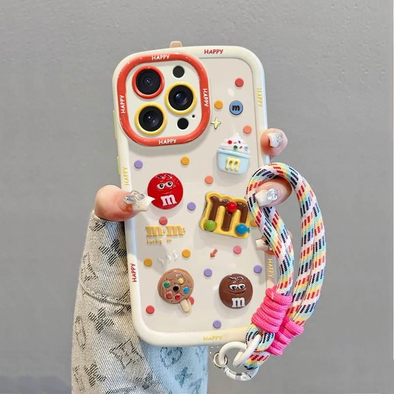 Anti Drop 3D Bubble M&M's Strap Phone Case
