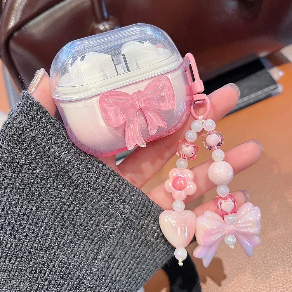 Flower Gradient Cute Bow Earphone Case