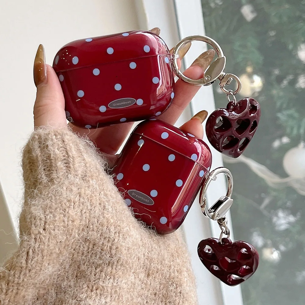 Polka Dot Protecitve Case with Heart Keychain