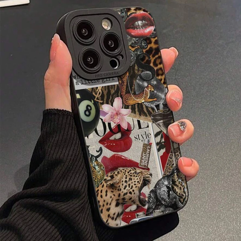 Silicone Lips Leopard Print Phone Case For iPhone