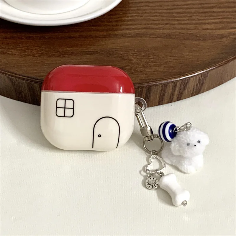 Red Small House with Pendant Case for Air Pods