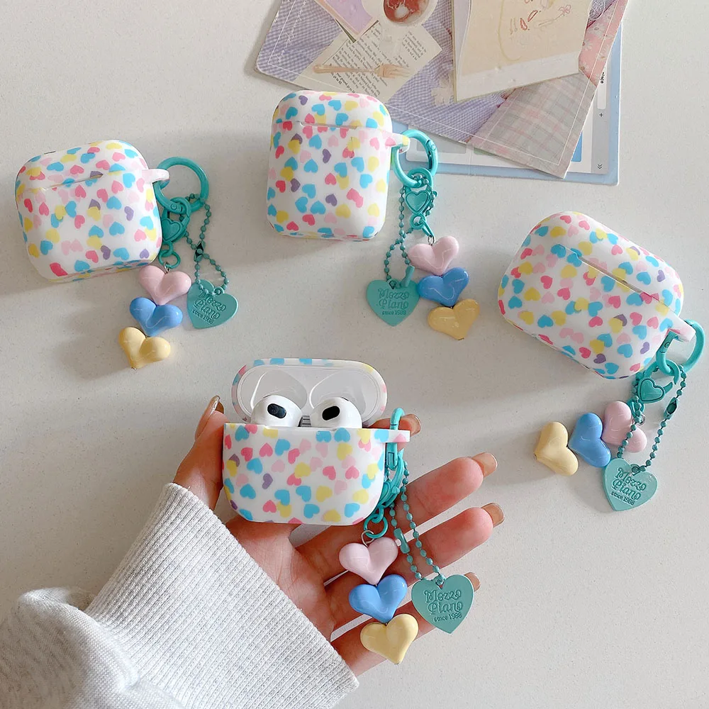 Colorful Love Heart Headphones Case For AirPods