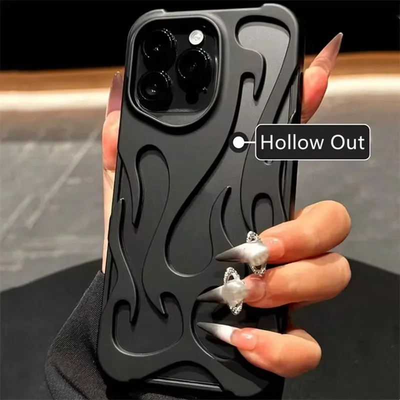 Plating Hollow Flame Pattern Plating Phone Case for I Phone