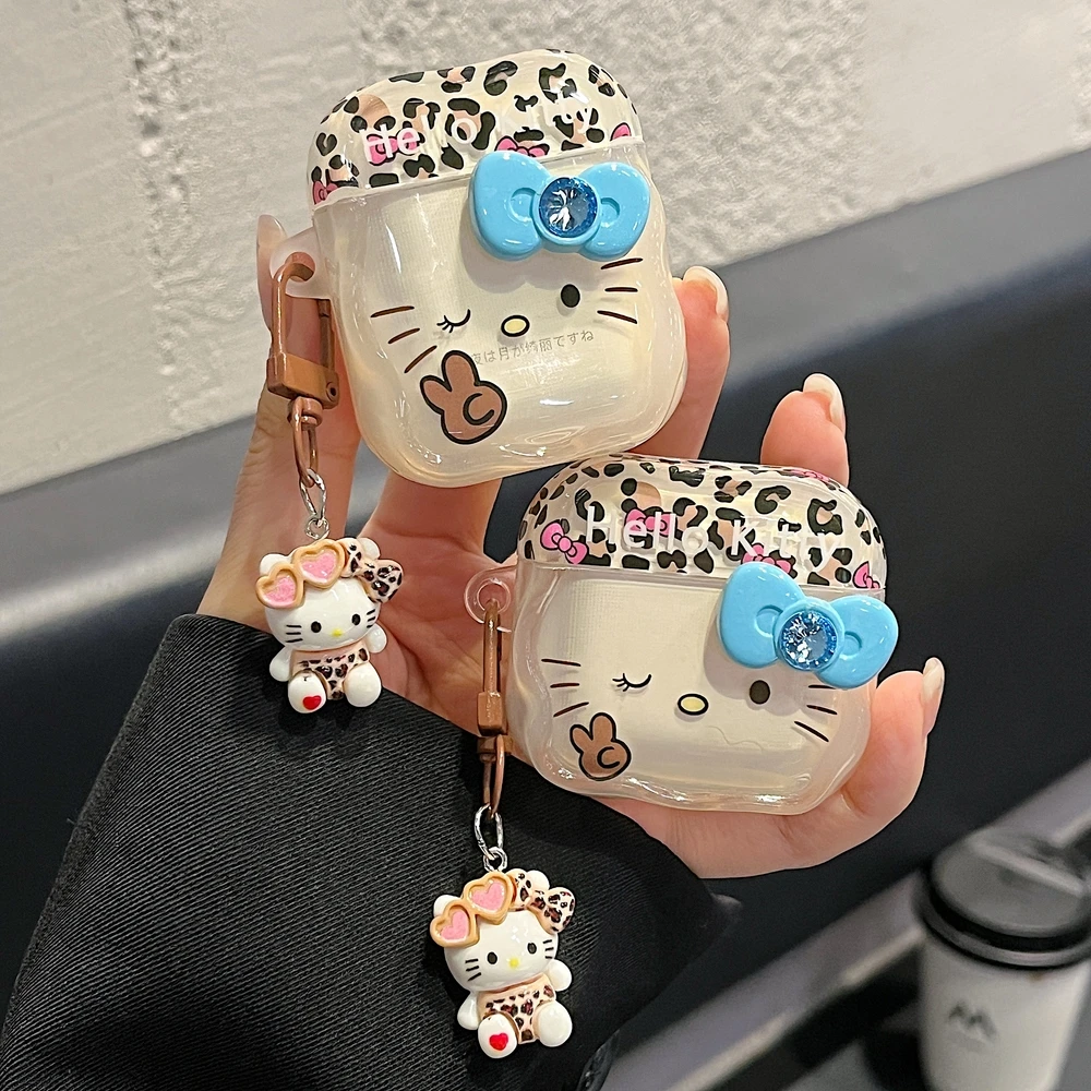 Cute Leopard Print Bow Earphone Case For Airpods